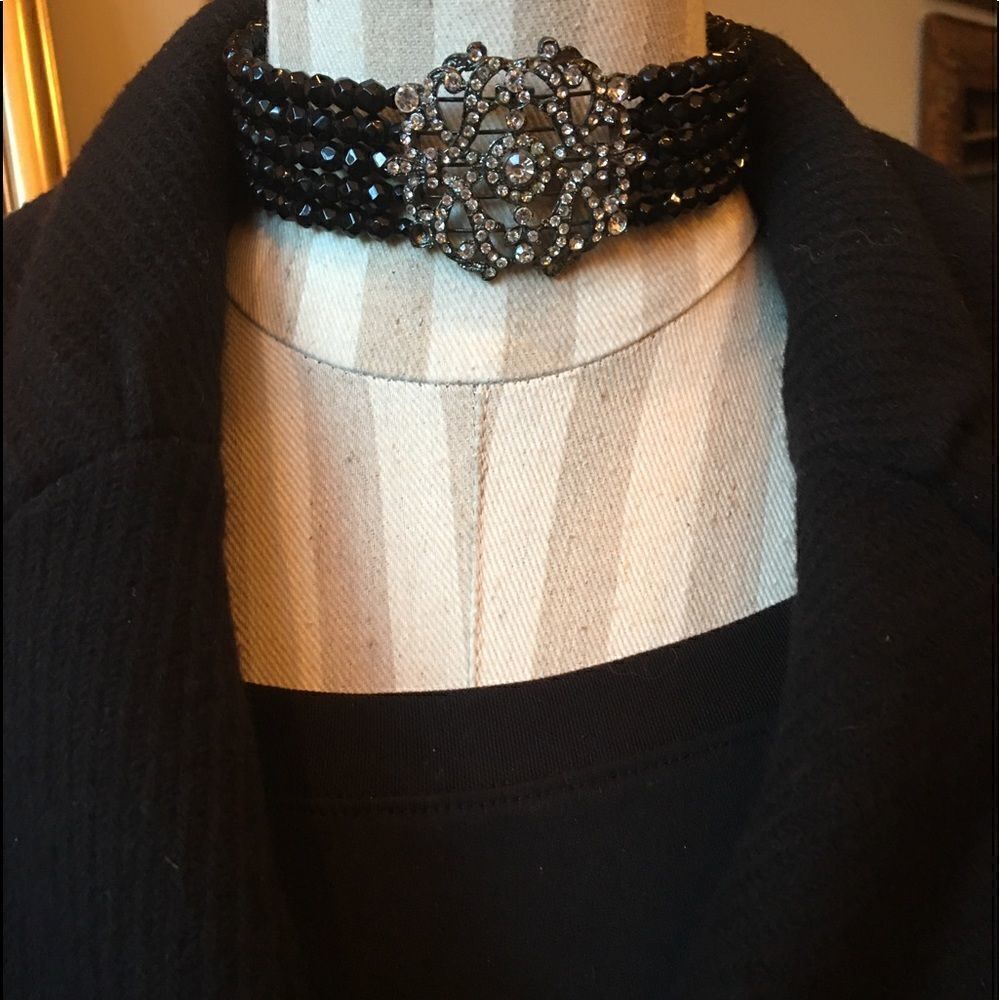 BLACK BEADED Choker Wrap Necklace! Sexy!